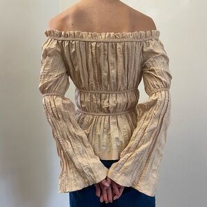 Song of Style off the shoulder cinched peasant blouse